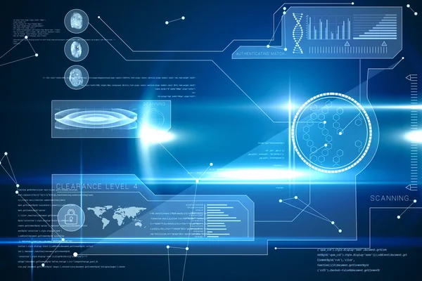 Niebieski technologia interfejs z poświata — Zdjęcie stockowe