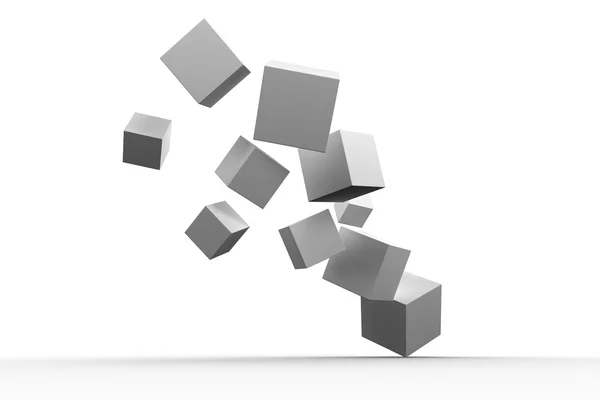 Digitally generated grey cubes floating — Stock Photo, Image