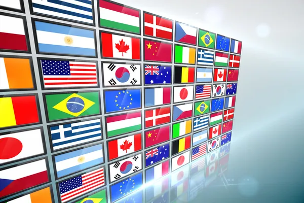 Screen collage showing international flags — Stock Photo, Image