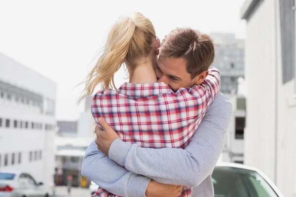 Hip couple hugging each other — Stock Photo, Image