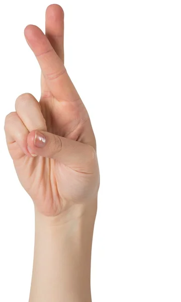 Hand with fingers crossed — Stock Photo, Image