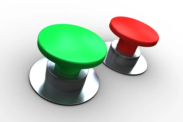 Czerwony i zielony przyciski — Zdjęcie stockowe