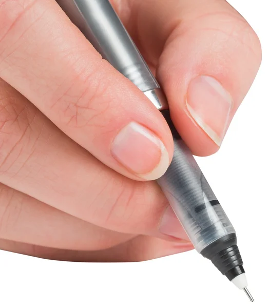 Empresários mão escrevendo com caneta — Fotografia de Stock