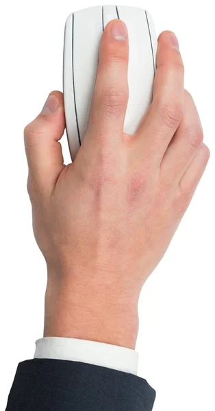 Hand using white mouse — Stock Photo, Image