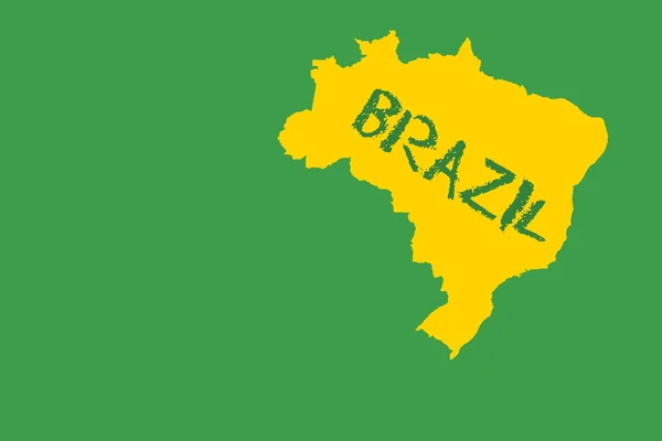 Gele Brazilië overzicht op groen met tekst — Stockfoto