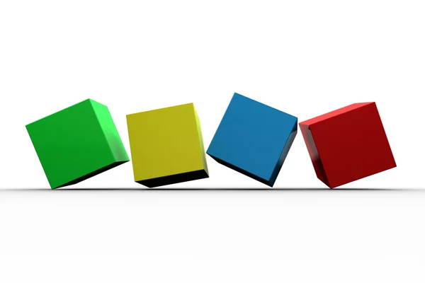 Cubi colorati 3d di fila — Foto Stock