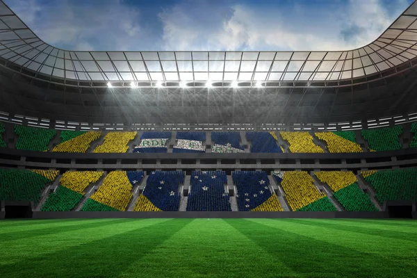 Large football stadium with brasilian fans — Stock Photo, Image