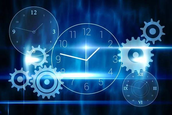 Blue technology design with clock — Stock Photo, Image