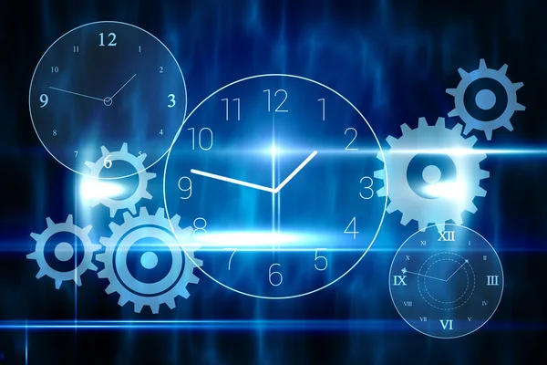 Progettazione della tecnologia blu con orologio — Foto Stock