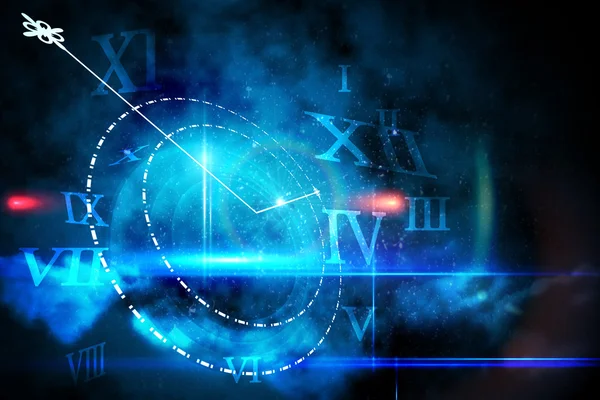 Glowing technology design with clock — Stock Photo, Image