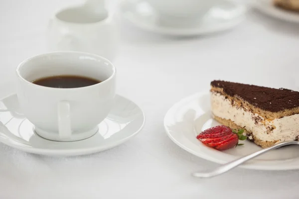 Cup of coffee and desert — 图库照片