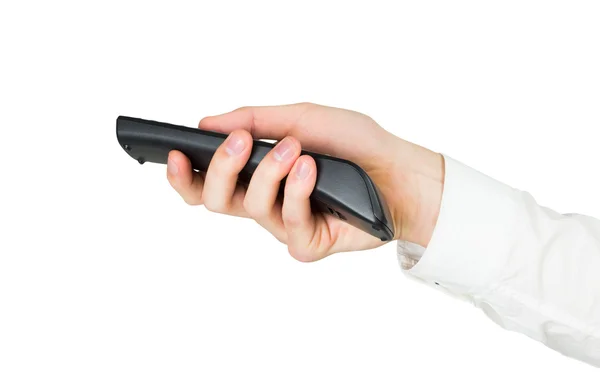 Businessman holding black remote control — Stock Photo, Image