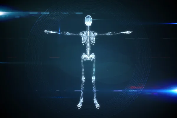 Skeleton graphic on black and blue — Stock Photo, Image