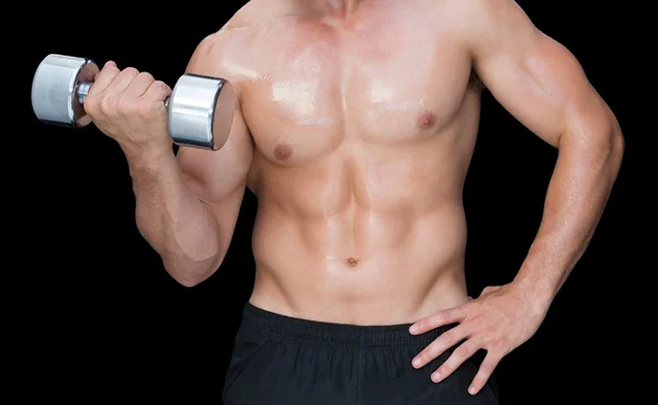 Muscular hombre levantando mancuerna — Foto de Stock