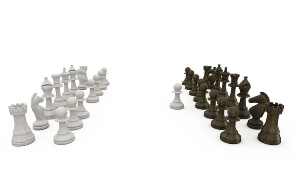 White pawn making the first move — Stock Photo, Image