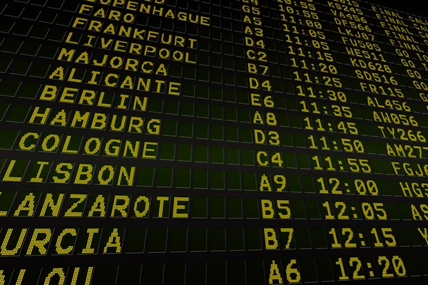 Black airport departures board — Stock Photo, Image