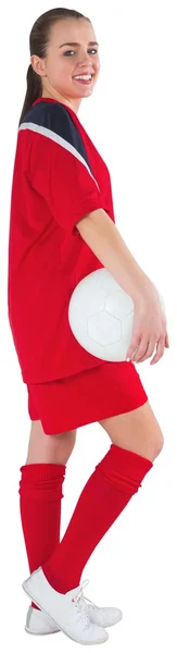 Cute football player with ball — Stock Photo, Image