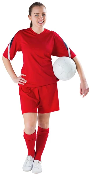 Niedlicher Fußballspieler mit Ball — Stockfoto