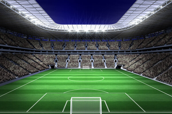 Estadio de fútbol grande con luces — Foto de Stock