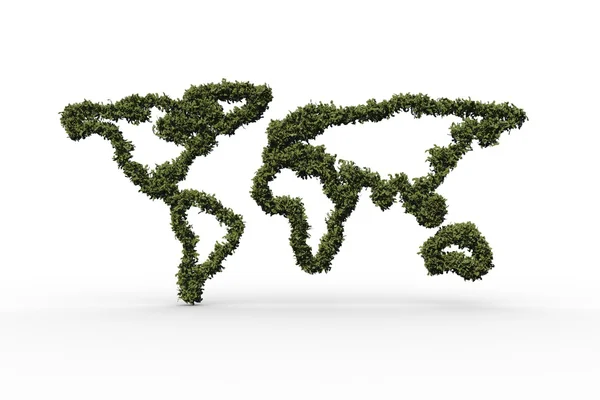 Mapa do mundo feito de folhas — Fotografia de Stock
