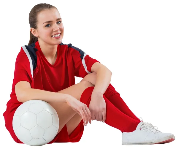 Netter Fußballer mit Ball — Stockfoto