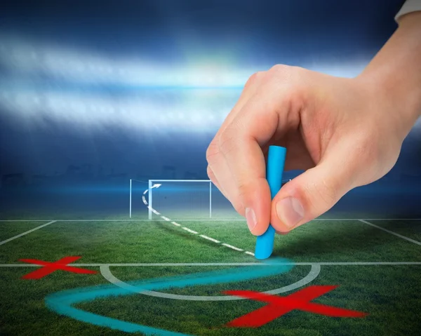 Тактика рисования рук на футбольном поле — стоковое фото
