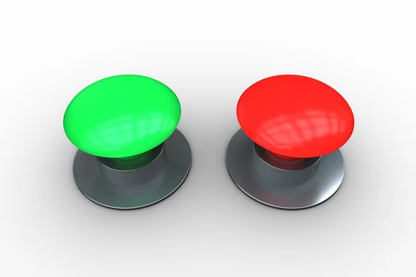 赤と緑のプッシュ ボタン — ストック写真