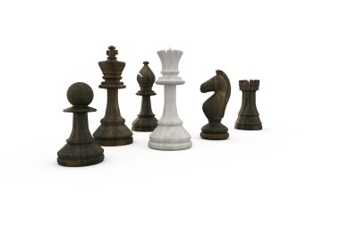 White queen surrounded by black pieces clipart