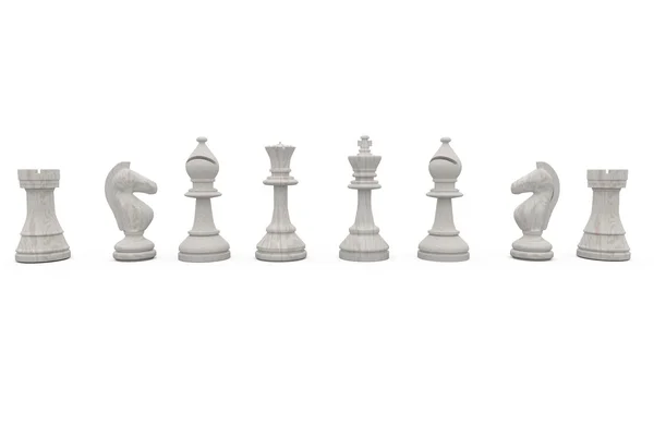 White chess pieces in a row — Stock Photo, Image