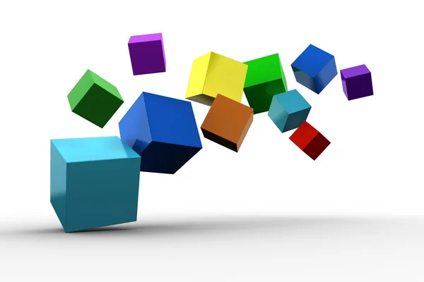 3d cubes colorés flottant — Photo