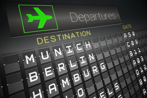 Black departures board for german cities — Stock Photo, Image