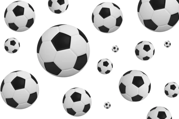 Svarta och vita fotbollar — Stockfoto