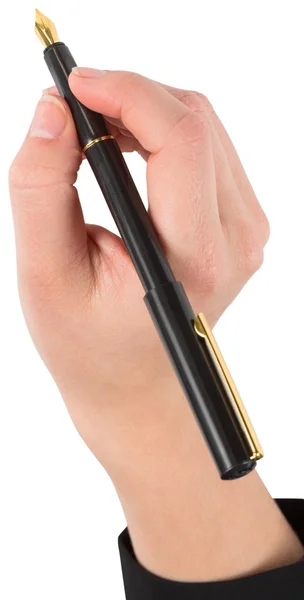 Businesswomans écriture à la main avec stylo plume — Photo