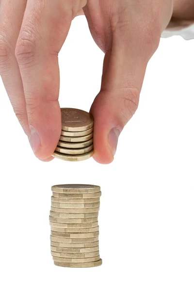 Businessman counting coins — Stock Photo, Image