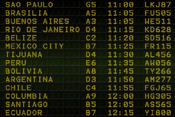 Black airport departures board — Stock Photo, Image