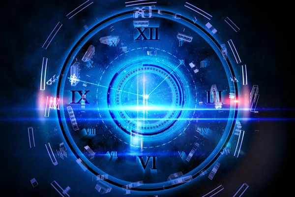 Glowing technology design with clock — Stock Photo, Image