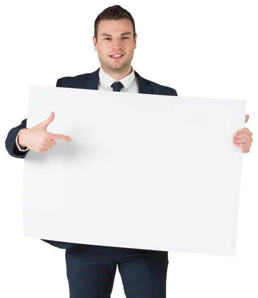 Happy businessman showing card — Stock Photo, Image