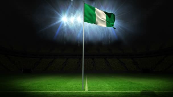 Nigeria bandera nacional ondeando en asta de bandera — Vídeos de Stock