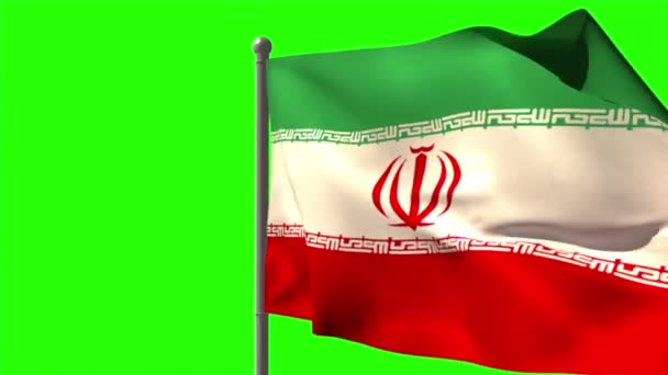 Bandera nacional de Irán ondeando en asta de bandera — Vídeo de stock