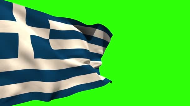 Large greece national flag blowing — Stock Video