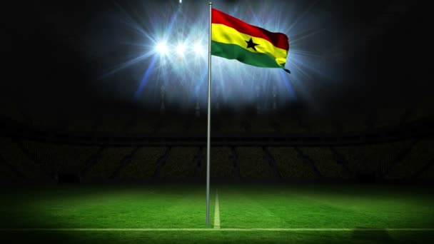 Ghana national flag waving on flagpole — Stock Video