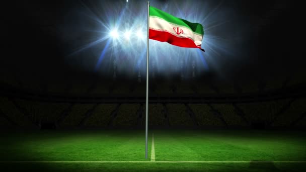 Bandera nacional de Irán ondeando en asta de bandera — Vídeos de Stock