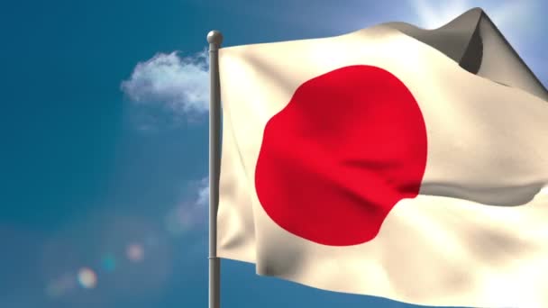 Japón bandera nacional ondeando — Vídeo de stock