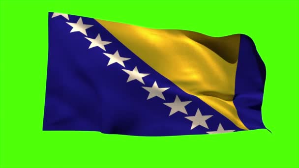 Bosnia bandera nacional que sopla — Vídeos de Stock