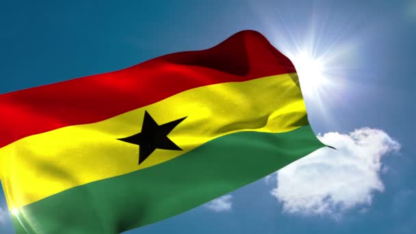 Ghana nationale vlag waait — Stockvideo