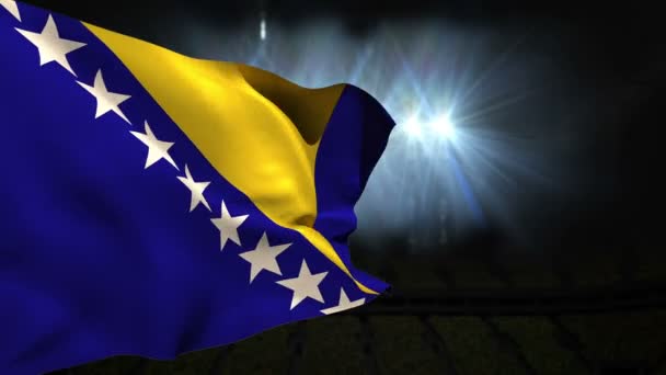 Μεγάλο Βοσνία εθνική σημαία κυματίζει — Αρχείο Βίντεο