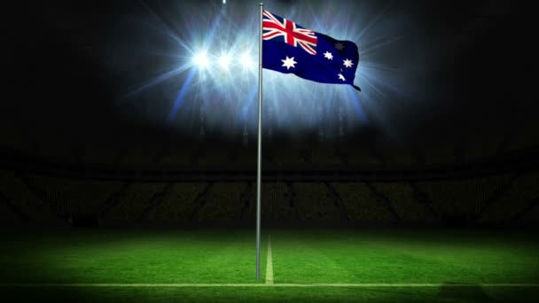 Australia national flag waving on flagpole — Stock Video