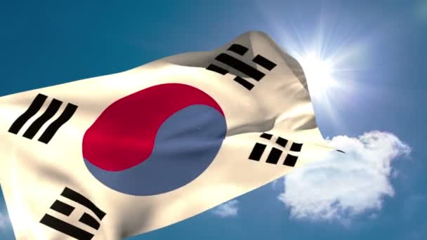 República de Corea bandera nacional — Vídeos de Stock