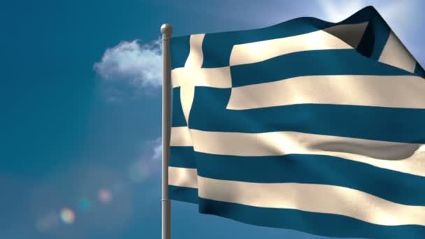 Grecia bandera nacional ondeando — Vídeo de stock