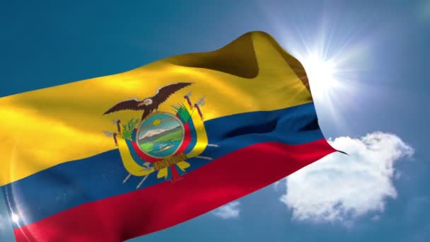 Bandeira nacional do Equador soprando — Vídeo de Stock
